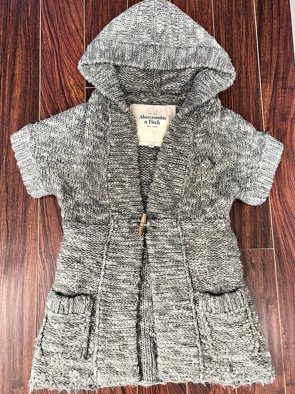 Abercrombie & Fitch Hooded Knit wool Cardigan - Gray
